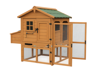 a wooden chicken coop Isolated on white and transparent background