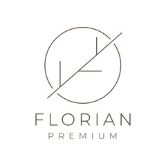 Branch nature line logo design vector