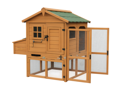 a wooden chicken coop Isolated on white and transparent background