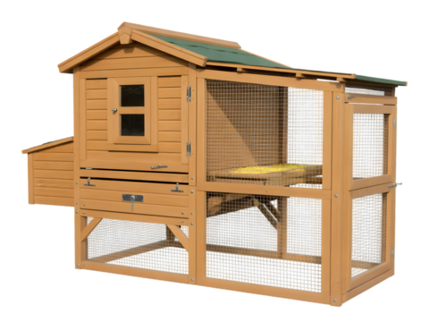 a wooden chicken coop Isolated on white and transparent background