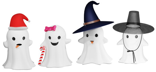 adorable ghosts looking straight ahead