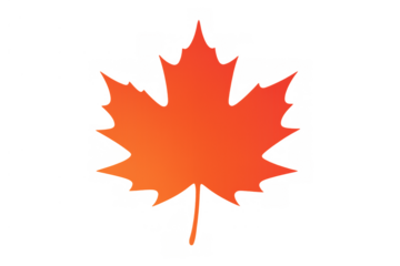 Maple leaf vector icon showing autumn colors symbol and canada national emblem on transparent background