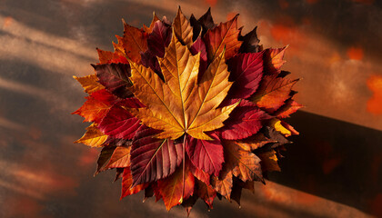 Autumn Leaves Flat Lay with Colorful Fall Foliage — Warm Seasonal Background Photography