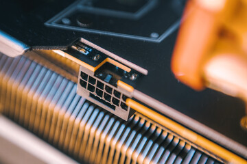 Detailed view of 12VHPWR cable attached to graphics card