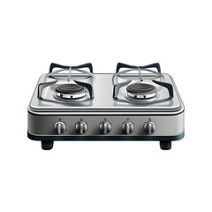 Obraz premium Realistic illustration of a camping stove with a modern design and clear burners, isolated on transparent background, PNG Cutout