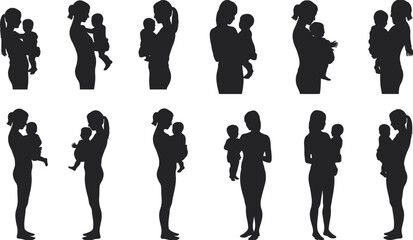 Silhouetted Mom and Baby Endearing Moments of Maternal Love