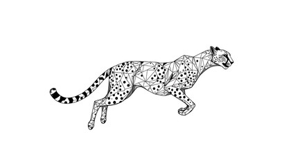 Geometric Cheetah Running Silhouette Abstract Polygonal Art Keywords: cheetah, animal, running, speed, wild, africa, predator, feline, big cat