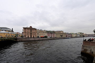 The Fontanka River embankment in Saint Petersburg.