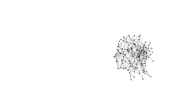 Abstract network of dots and lines forming a complex cluster on white connection technology