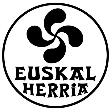 Basque Sticker with  with Lauburu Symbol and Text &lsquo;Euskal Herria&rsquo;, meaning Basque Country. Lauburu symbol is a traditional symbol of the Basque Country. Literally means four heads.
