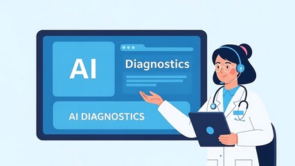 AI Diagnostics illustration of a medical professional with modern technology