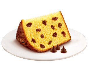 prato com panetone de baunilha com gotas de chocolate isolado em fundo transparente