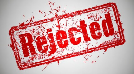 Vector illustration of the word Rejected stamped in red ink on white background, showing document, text, denial, official, office, approval, warning, security, confidential, and management concepts