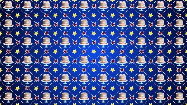 Blue & Gold Cake and Star Pattern Loop