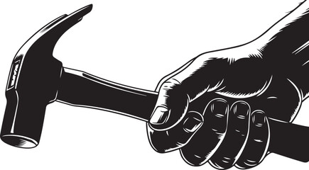 Hand Holding a Claw Hammer on White Background tool