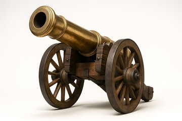 Photorealistic Antique Cannon on White Background