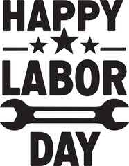 Happy Labor Day Text with Stars and Wrenches holiday typography
