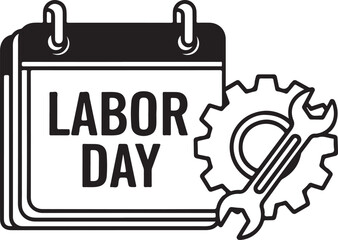 Labor Day Calendar Gear Wrench Illustration tools