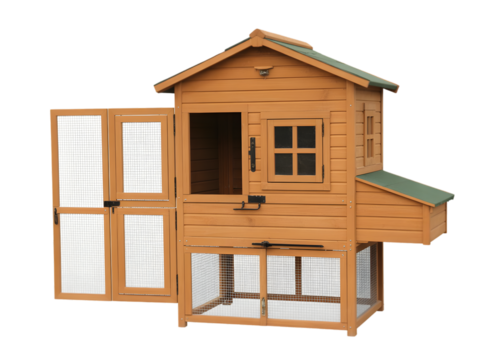 a wooden chicken coop Isolated on white and transparent background