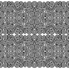 Abstract Swirl Line Art Seamless Pattern Background: Psychedelic Hypnotic Mandala Vector
