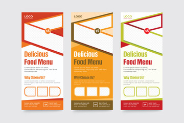 Food menu rollup banner template