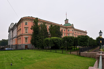 View of the Mikhailovsky Castle in Saint Petersburg.