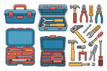 Collection of assorted tools and toolboxes, organized for easy access and repair