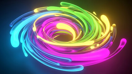 Abstract colorful background with a swirling rainbow pattern of circles and light creating a vortex-like design