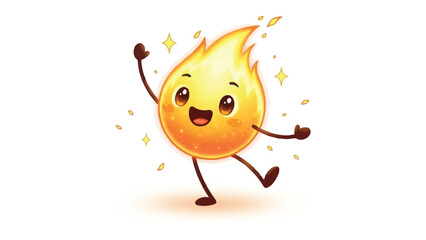 Ignited Joy: A cheerful flame character bursts with animated exuberance, showcasing a playful and radiant personality.