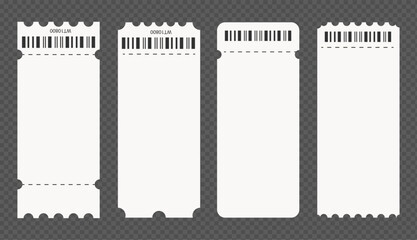 Set of empty entrance to the concert ticket templates