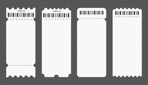 Set of empty entrance to the concert ticket templates
