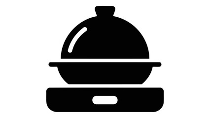 Simple black silhouette icon of an electric egg boiler appliance for cooking breakfast eggs with controlled heating and