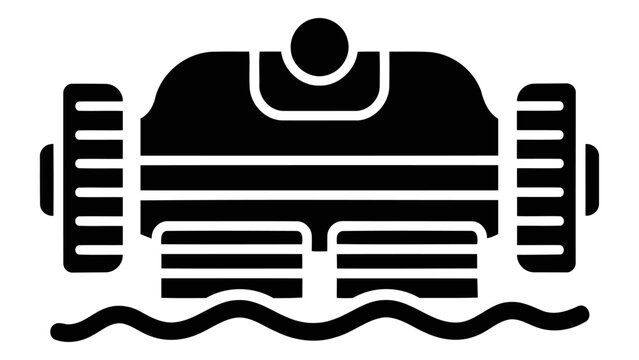 Modern smart pool cleaner robot automatically cleaning water surface with waves and intelligent technology