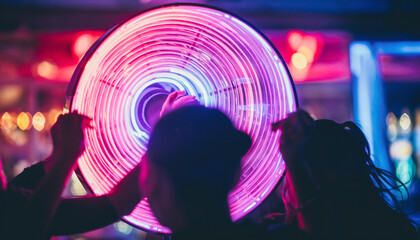 Abstract image of a mesmerizing, glowing tunnel of light, showcasing wonder and exploration. Perfect for creative concepts, futuristic designs,  technology themes.