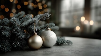 Two Christmas ornaments gold and silver