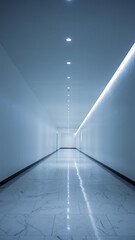 Long Minimalist Futuristic Hallway