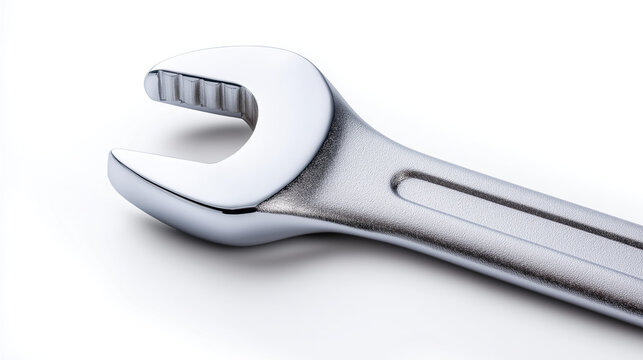 Chrome combination wrench tool on transparent background representing repair maintenance and expert craftsmanship, isolated hardware element, service industry icon, professional eq