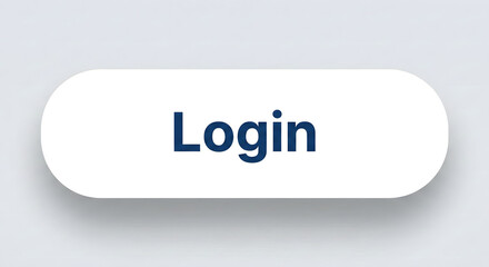 Login button with rounded edges white color with shadow for ui ux design element website application isolated vector 3d render