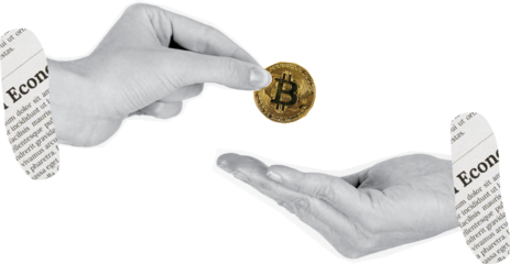 hand holding gold art collage