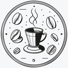 Minimalist cafe badges sketch illustration vector