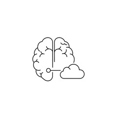 Brain connected to cloud technology continuous line art vector illustration