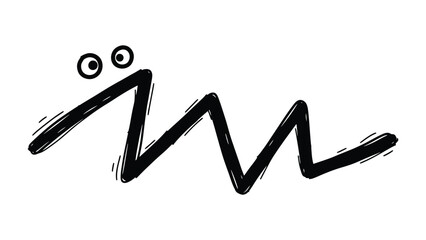 Whimsical Scribble Creature: An eye-catching doodle of a lively scribble creature with simple yet expressive eyes, offering a playful and imaginative visual element.