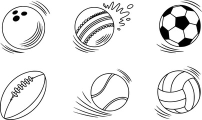 Fototapeta premium Collection of Six Different Sports Balls in Motion