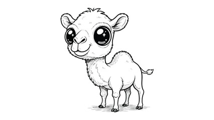 Smiling Camel Calf: This adorable calf with a heart-melting smile, stands, exuding a playful innocence, captivating viewers with its charm.