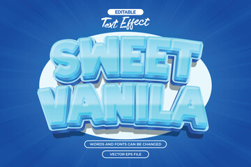 Sweet vanila editable text effect with 3d blue cartoon text style