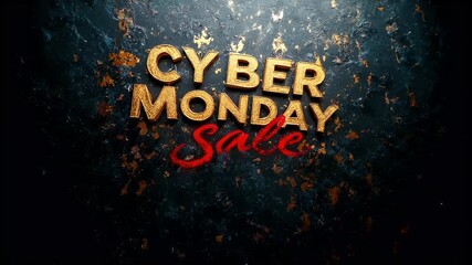 Holiday shopping season. Retail business promotion concept. Cyber Monday sale text on a dark.