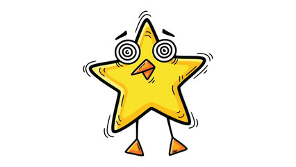 Confused Star Character: A whimsical star character, rendered in vibrant yellow, stands with a look of confusion, capturing a sense of bewilderment.