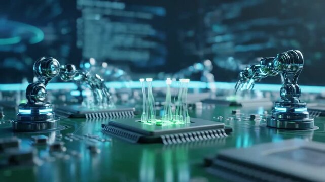 High speed electronics testing with Closeup of woman type fast effect technology style featuring electronics, robotics, cybernetics,