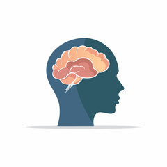 Obraz premium Profile Silhouette with Visible Brain Illustrating Thought and Mind Concepts