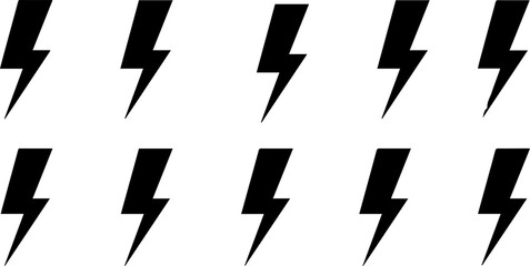 Pattern of ten black lightning bolt icons arranged in two rows of five on a, representing electricity and power